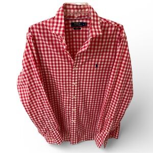 Polo Ralph Lauren Red Gingham Non Iron Button Down Shirt L